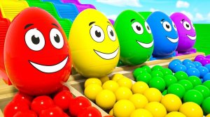Разноцветные яйца-сюрпризы - Песенка Колеса на автобусе - Детские песни