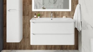 Тумба с раковиной AURA Токио, подвесная белая