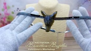 Волк, ожерелье - оберег, лабрадор и гематит, модель 2