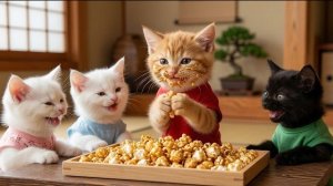 Котята готовят самый сладкий карамельный попкорн на свете 🐱🍿😋