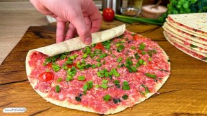 Просто завернула фарш в тортилью — и получилось вкуснее пиццы! Когда нет времени готовить!