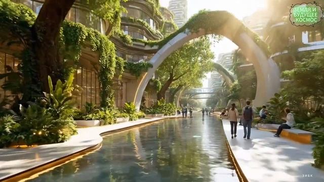 Будущий Лесной город 2030 | Мирный научно-фантастический мир | 1 час футуристического эмбиента | 4K