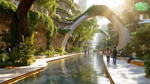 Будущий Лесной город 2030 | Мирный научно-фантастический мир | 1 час футуристического эмбиента | 4K