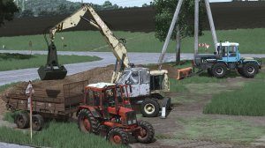 FS25 Разбрасывание навоза. Экскаватор Weimar T-174, МТЗ-1025