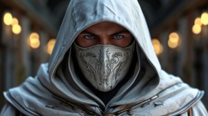 Белый капюшон на голове