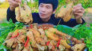 #MUKBANG Курица с травами , соус из морепродуктов и свежие овощи! ASMR МУКБАНГ ЕДА НА КАМЕРУ ОБЖОР