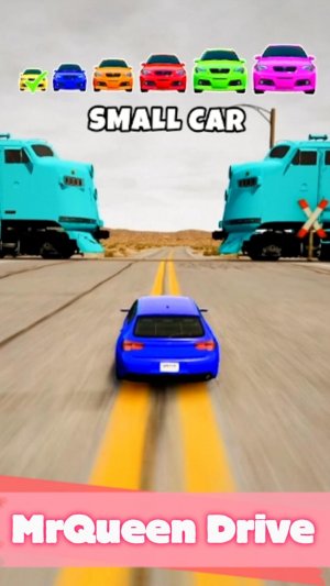 Большая и маленькая машинка против поезда