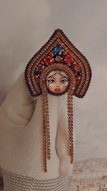 Брошь Кокошник ручная работа
