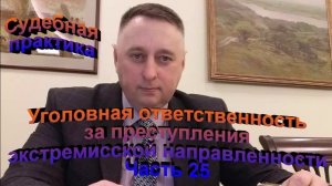 Судебная практика. Уголовная ответственность за преступления экстремистской направленности Часть 25