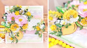 КАК Я ДЕЛАЮ ОТКРЫТКУ с лимонами, герберами, мелкоцветами, декоративными цветами 💛 СКРАПБУКИНГ
