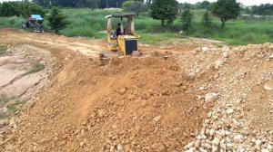 Great Job! Nicely Building Bridge Foundation by Dozer Pushing Soil Filling Up Around The Bridge