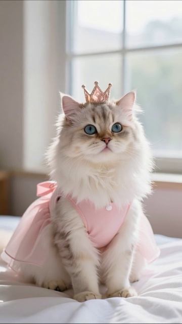 Прекрасная кошка в короне и платье #кошки #милота #домашниеживотные