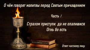 О чем говорят молитвы перед Святым причащением. Ч.1. Страхом приступи, да на опалишися. Огнь бо есть