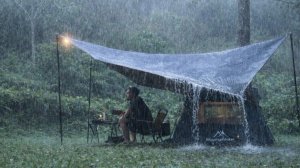 Уютный тёплый кемпинг с тентом и палаткой.