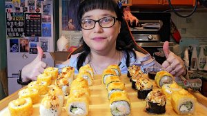 Мукбанг | Роллы Запечённые и Темпура роллы ,Сет 1кг | Обжор Асмр