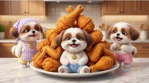 Снаружи хрустит, внутри сочится — курочка готова 🍗 Миник и тройняшки начинают мукбанг! 🐶