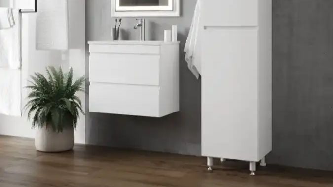 Тумба с раковиной AURA Сантельмо Слим подвесная белая