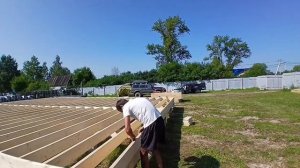 Каркасный дом 9,5*12. Обвязка свай +сборка Платформы