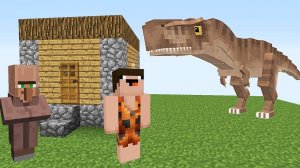 НУБ ПЕЩЕРНЫЙ ЧЕЛОВЕК ЗАЩИЩАЕТ ЖИТЕЛЕЙ ОТ ДИНОЗАВРА МАЙНКРАФТ ! НУБИК ПРОТИВ ДРЕВНИЙ МИР MINECRAFT