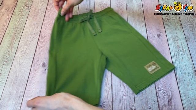 Шорты Lanson Kids на эластичном поясе со шнурком и нашивкой зеленые - видео