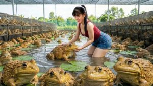 Таймлапс, 215 дней сбора гигантских лягушек для продажи на рынке. Сельская жизнь.