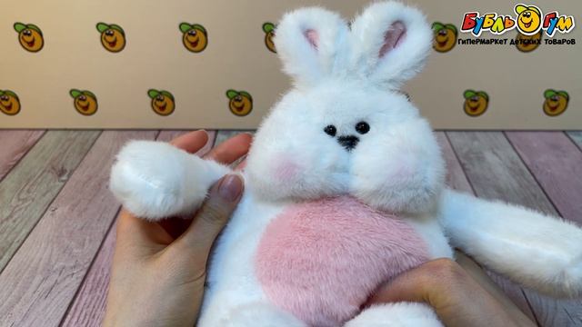 Игрушка мягкая Lanson Toys Зайчонок с розовым животиком белый 16см - видео