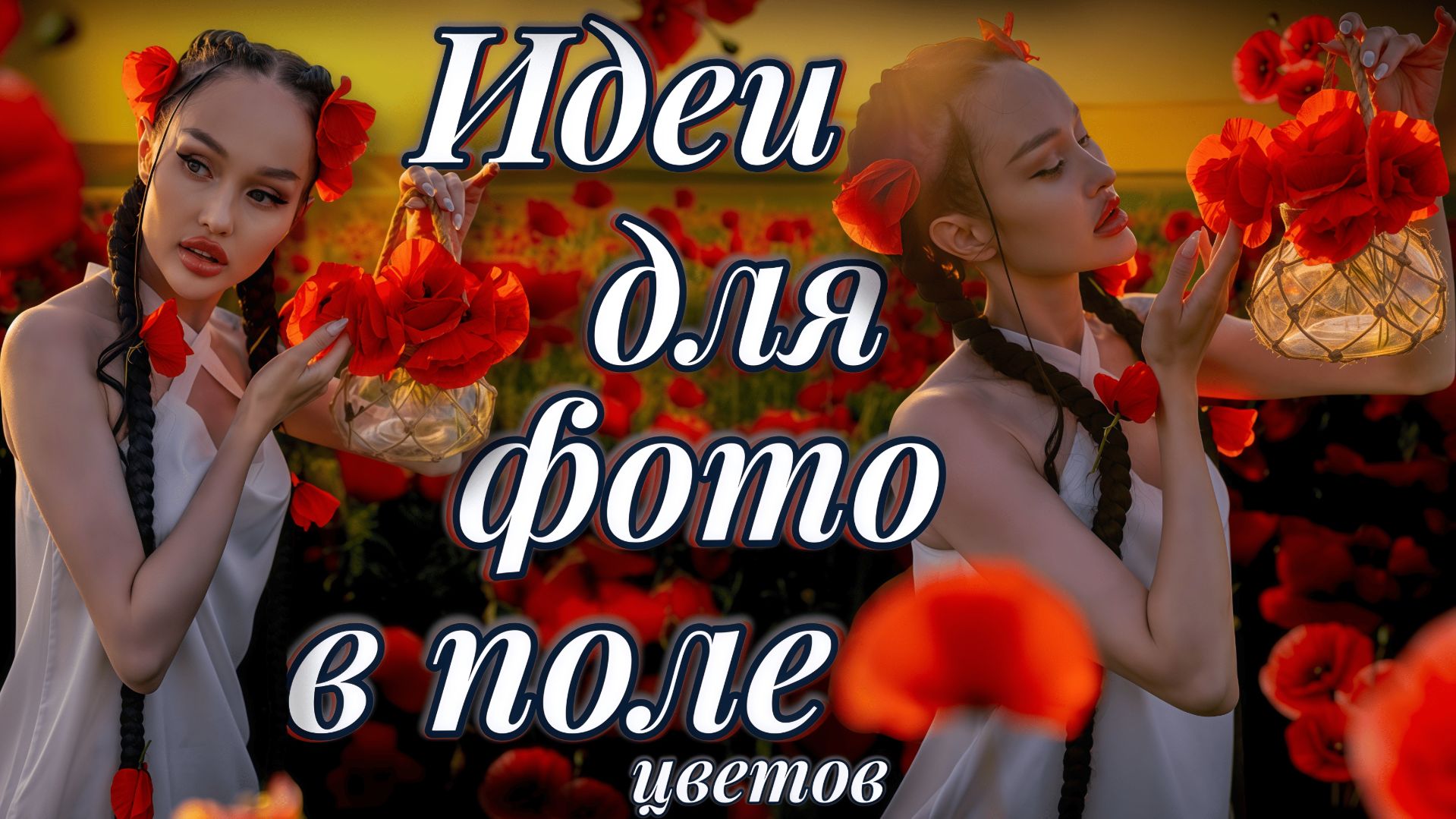 Идеи для фото в поле цветов | Алые маки и солнечный рапс