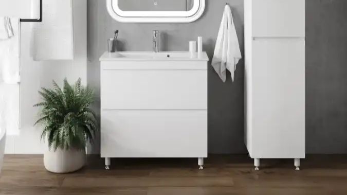 Тумба с раковиной AURA Сантельмо Слим напольная белая