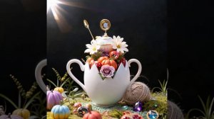 dreamina-2026-02-18-1115-pie in the sky, teapot, spoons are flyin...
