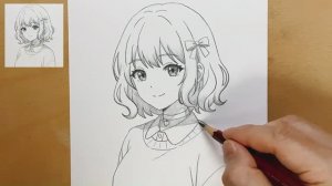 Как нарисовать милую красивую аниме-девушку: красивый эскиз карандашом