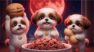 🌕 Под красной луной первого полнолуния — обед из пяти злаков с Миником 🍚🐶