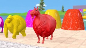 Long Slide Game With Cow Elephant Gorilla Hippopotamus Tiger - 3d Animal Game - Funny 3d Animals (1)