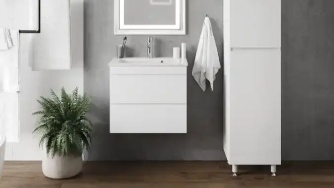 Тумба с раковиной AURA Сантельмо Слим подвесная белая