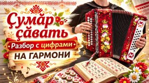 Ҫумӑр ҫӑвать разбор чувашской народной песни с цифрами на гармони.