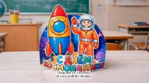 Поделка ко Дню Космонавтики своими руками. Поделка с космонавтом и ракетой.