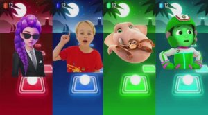 Битва героев в Tiles Hop! 🆚 Щенячий патруль, Влад и Ники, Охотники на демонов против Джангл Бит 🎶