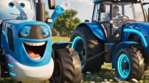 Синий трактор и робот из будущего – детская 3D анимация про приключения и машины