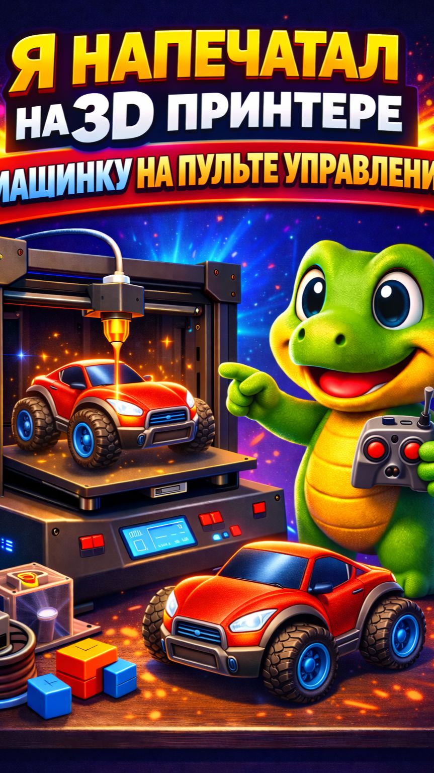 Я напечатал на 3D принтере машинку на пульте управления