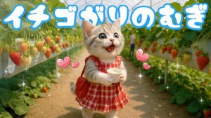 【Офисный котик Муги】Репортаж из жизни Муги, который отправился на экскурсию по сбору клубники 🐱🍓