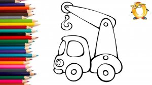 Мультик - раскраска для детей МАШИНА. Учимся как рисовать ПОДЪЕМНЫЙ КРАН // ОБУЧАШКА ТВ