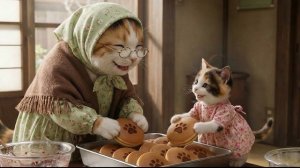 Очаровательный котёнок готовит дораяки, чтобы помочь больной кошке-бабушке 🐱🥞❤️