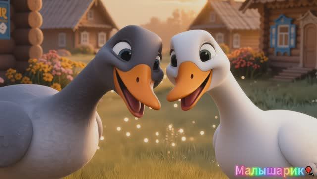 Два весёлых гуся 🦢 Детская песня🎵 мультик для детей🎈
