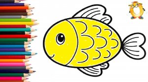 Мультик - раскраска для детей РЫБКА. Учимся как рисовать РЫБУ // ОБУЧАШКА ТВ