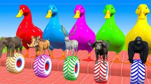 Мультики для детей. Веселая звериная ферма с Гусями и слонами. Мультики залипалки для малышей