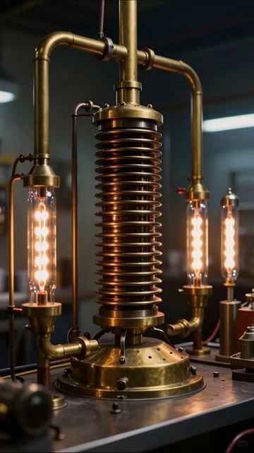 Механизм с лампами: Искусство в металле #технология #механика #дизайн