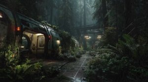 Abandoned Outpost in a Dark Forest ｜ Sci-Fi Rain Ambience