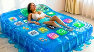 Кровать с разноцветными шариками/кровать из шаров/мультики