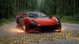 BeamNG Drive - Массивная авария с использованием шипованной ленты и столкновения автомобилей