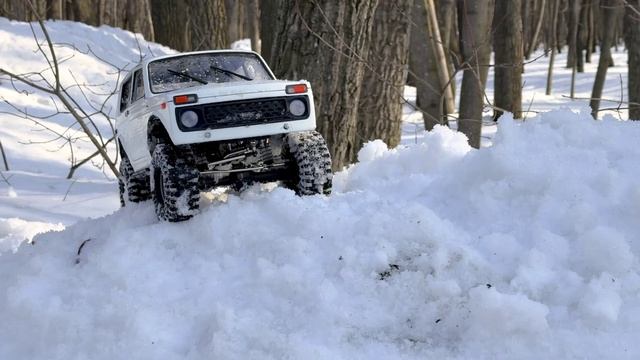 RC НИВА гоняет в лесу по мокрому снегу) #rc #rccar #crawler #4x4rc #scale #rclife #niva