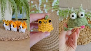 Брелочки и игрушки из полухлопковой пряжи: снова бобры, креветки и лягушки, а также новинка